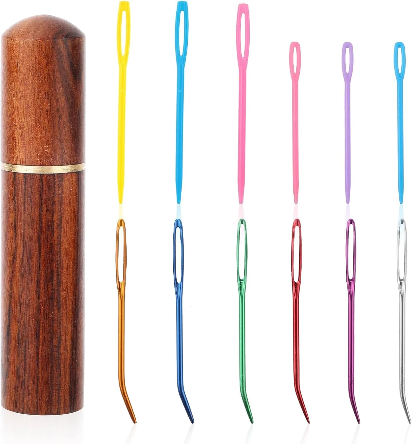 12 عدد سوزن خیاطی چشم بزرگ، سوزن نخ خمیده آلومینیومی، سوزن لحاف دوزی مستقیم پلاستیکی، سوزن های گلدوزی رنگارنگ، سوزن قلاب بافی، سوزن ملیله دوزی برای بافت نخ