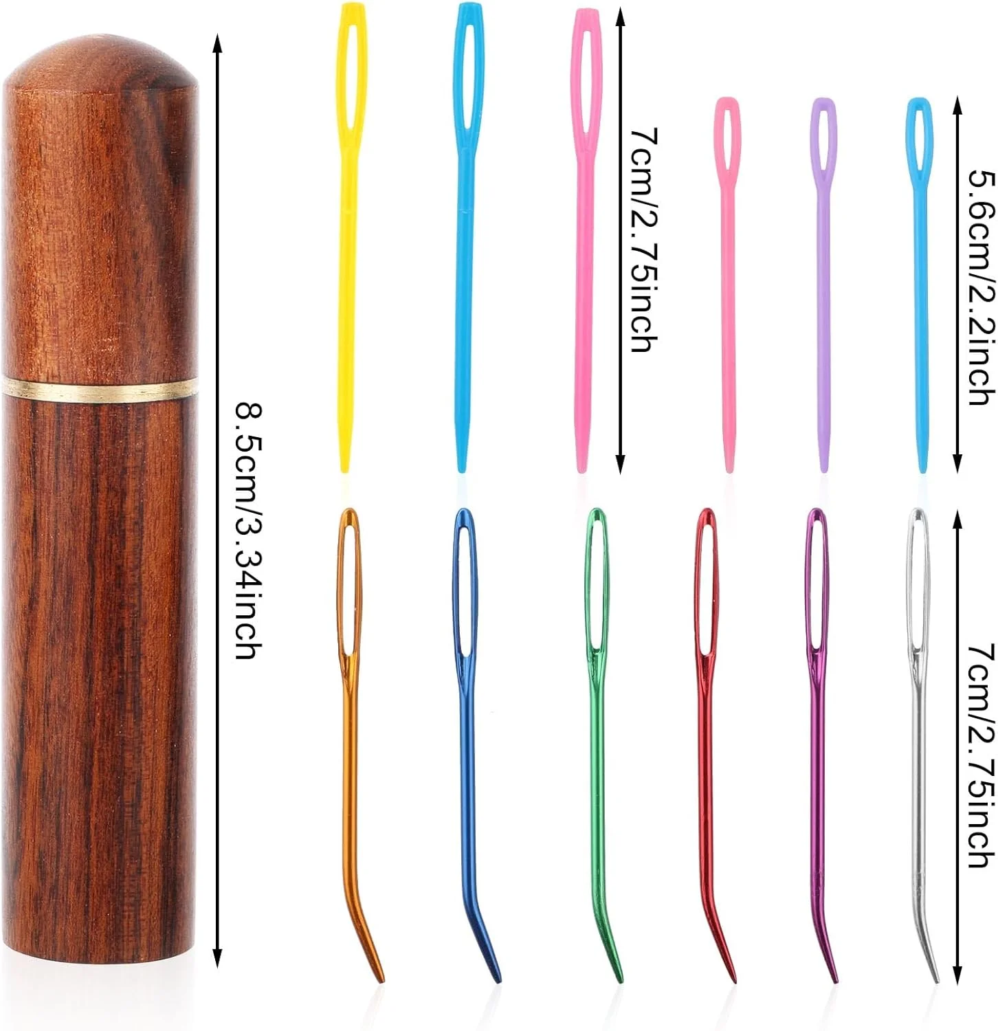 12 عدد سوزن خیاطی چشم بزرگ، سوزن نخ خمیده آلومینیومی، سوزن لحاف دوزی مستقیم پلاستیکی، سوزن های گلدوزی رنگارنگ، سوزن قلاب بافی، سوزن ملیله دوزی برای بافت نخ