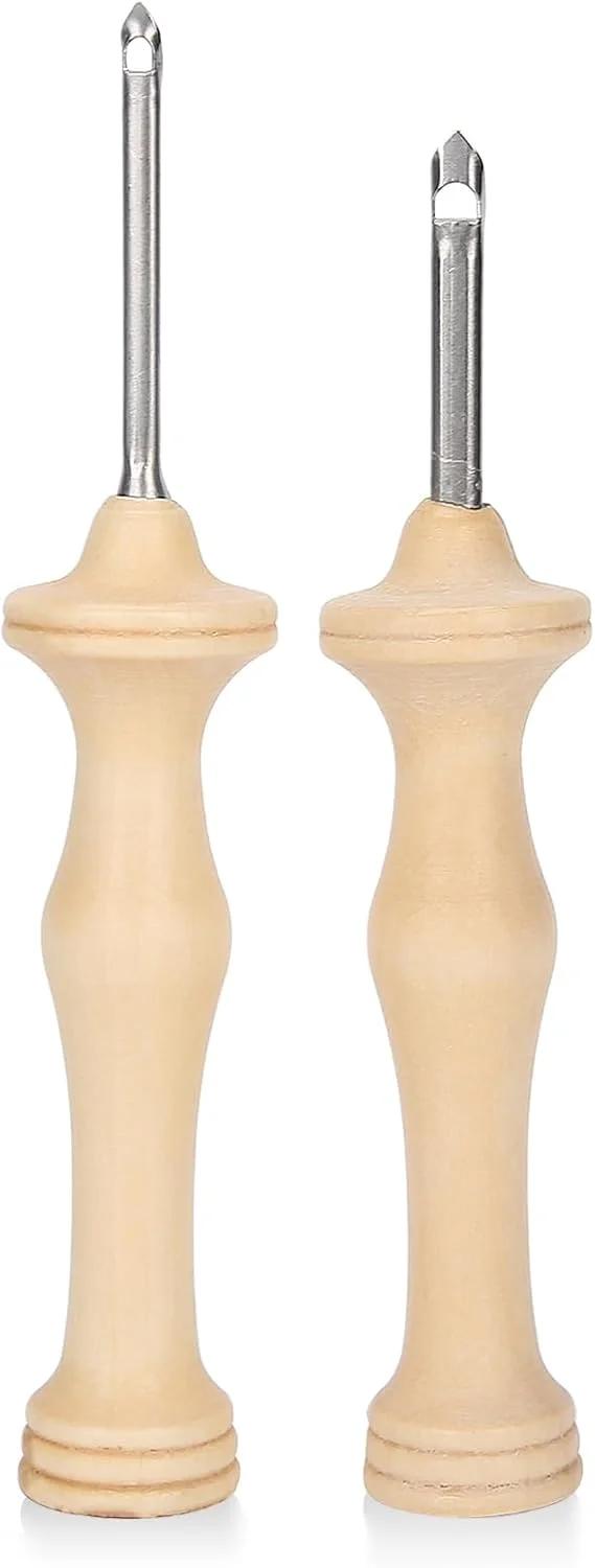 AILOOCEDI 2 عدد سوزن پانچ آکسفورد، کیت گلدوزی سوزن پانچ دسته چوبی سوزن نخ ابزار بافندگی دستی DIY برای پرده های خانوادگی، نقاشی های تزئینی