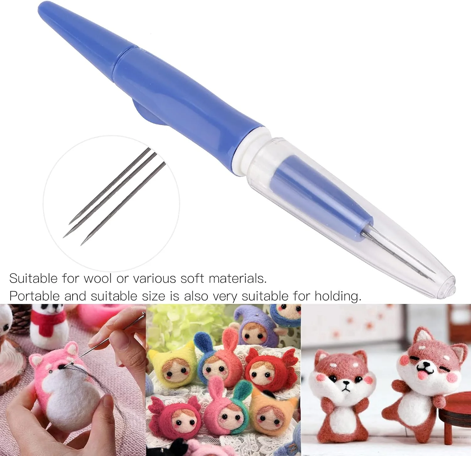 قلم نمد دوزی 3 سوزنه، نمد دوزی پشمی مقاوم در برابر سایش و مناسب برای نمد دوزان حرفه ای، مبتدیان، محصولات دست ساز و فرآیند تولید DIY (آبی) قلم نمد دوزی 3 سوزنه، نمد دوزی پشمی مقاوم در برابر سایش و مناسب برای نمد دوزان حرفه ای، مبتدیان، محصولات دست ساز و فرآیند تولید DIY (آبی)