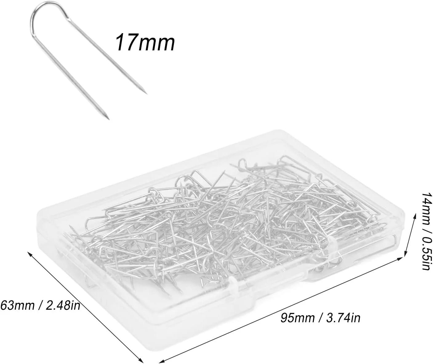 200 عدد سوزن چنگالی شکل U، سوزن خیاطی فولاد ضد زنگ سنگین و بادوام، سوزن لحاف دوزی شکل U (17 میلی متر)