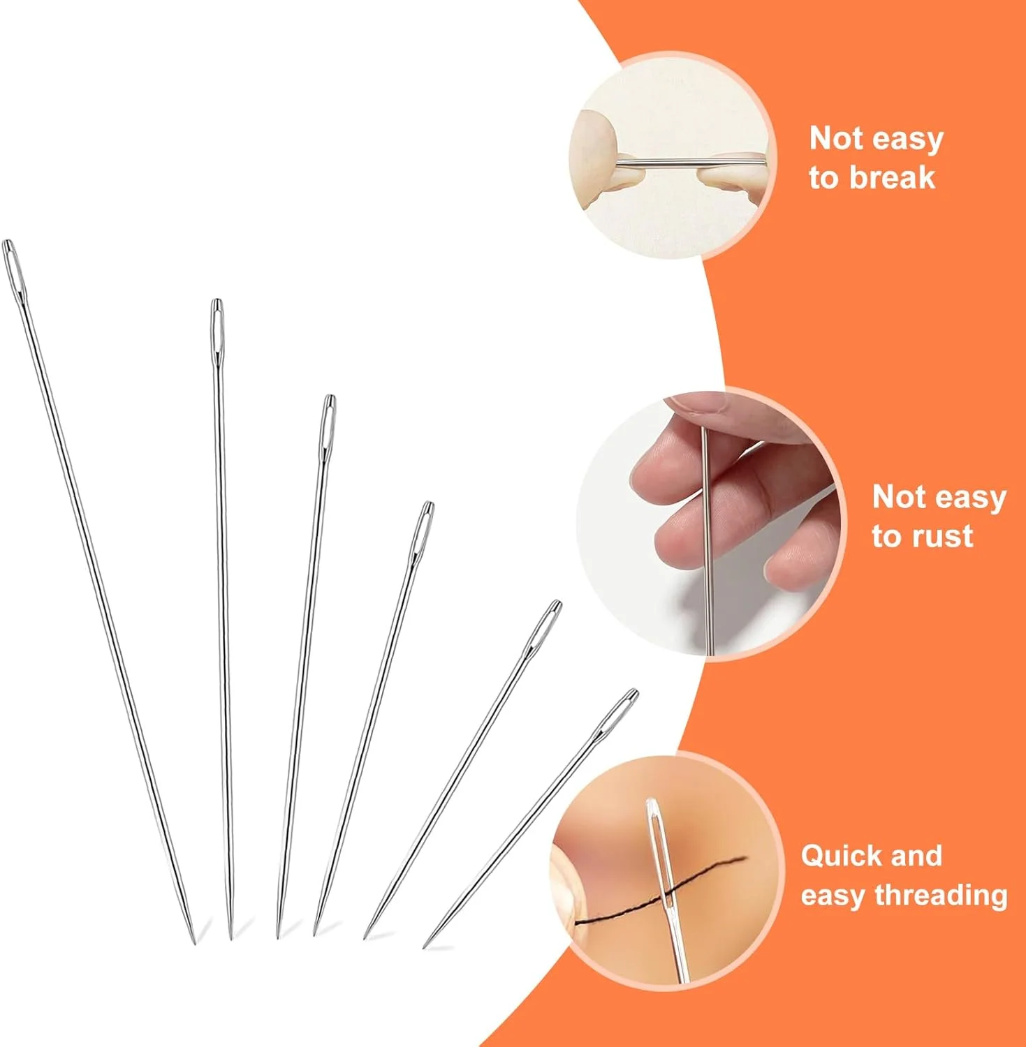 18 عدد سوزن خیاطی بزرگ - سوزن های گلدوزی در 6 سایز، سوزن های خیاطی دستی استیل ضد زنگ، سوزن بلند برای سوزن دوزی و گلدوزی متقاطع، سوزن رفو برای دوخت تعمیر چرم و صنایع دستی روکش 18 عدد سوزن خیاطی بزرگ - سوزن های گلدوزی در 6 سایز، سوزن های خیاطی دستی استیل ضد زنگ، سوزن بلند برای سوزن دوزی و گلدوزی متقاطع، سوزن رفو برای دوخت تعمیر چرم و صنایع دستی روکش