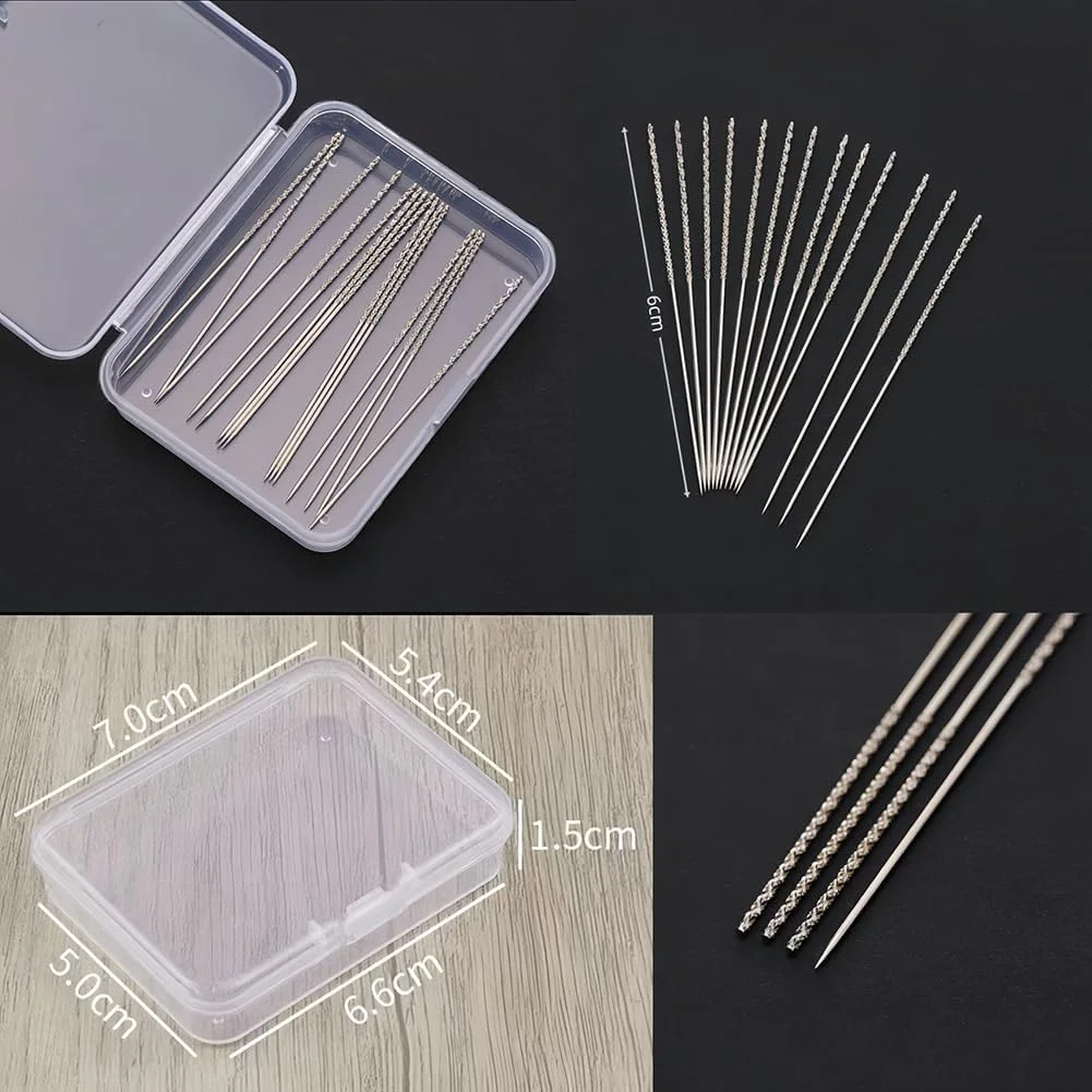 بسته 15 عددی سوزن تعمیر پارگی نخ، سوزن های بافتنی و بافته شده، سوزن های تعمیر لباس، سوزن های دوخت چرم، ابزار تعمیر پارگی پارچه به همراه جعبه