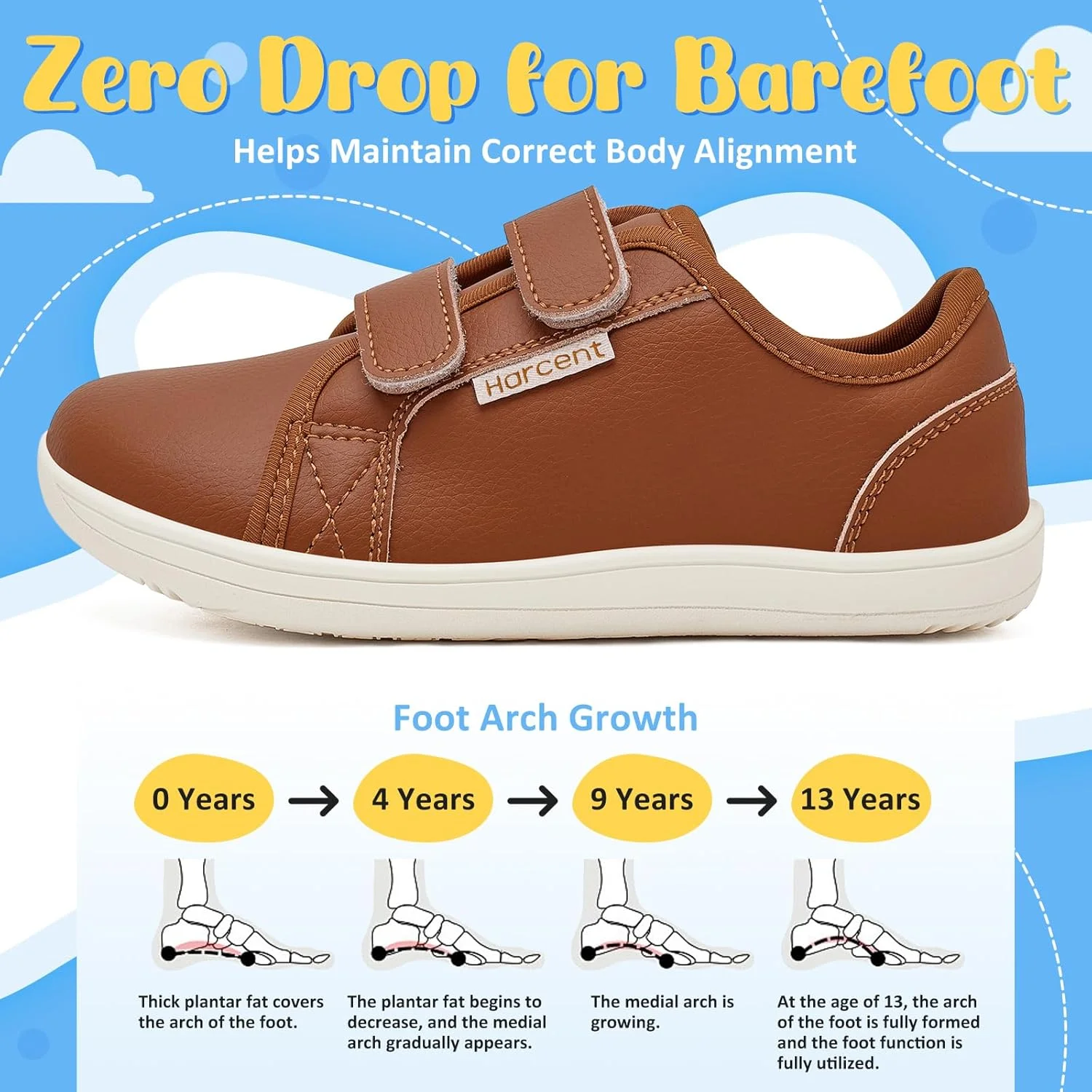 کفش های پهن و پابرهنه کودکان Harcent پسرانه دخترانه مینیمالیستی | زیره صفر | کتانی های سبک و مد روز