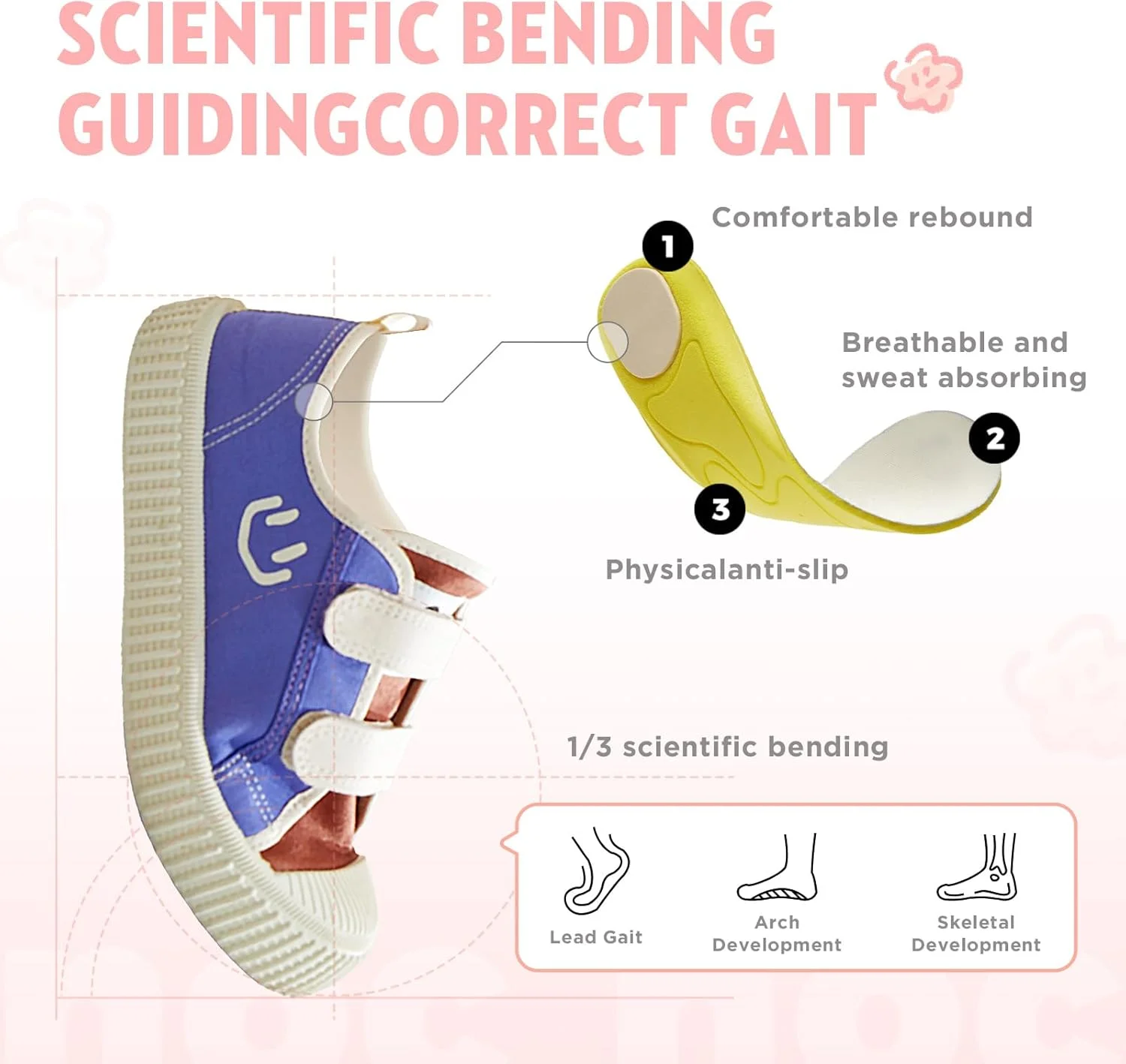 کفش های بچه گانه HAPPY NOCNOC برای پسران و دختران، کتانی چسبی با زیره رنگ آبنباتی سایز 6-14
