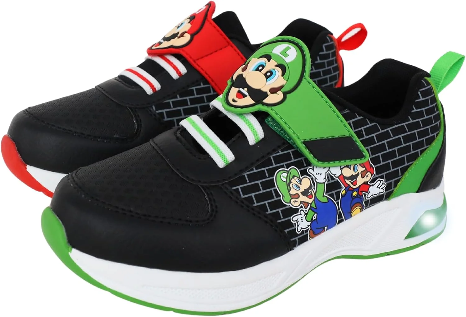 کفش‌های کتانی ماریو و لوئیجی چراغ‌دار پسرانه Ground Up با بستن چسبی