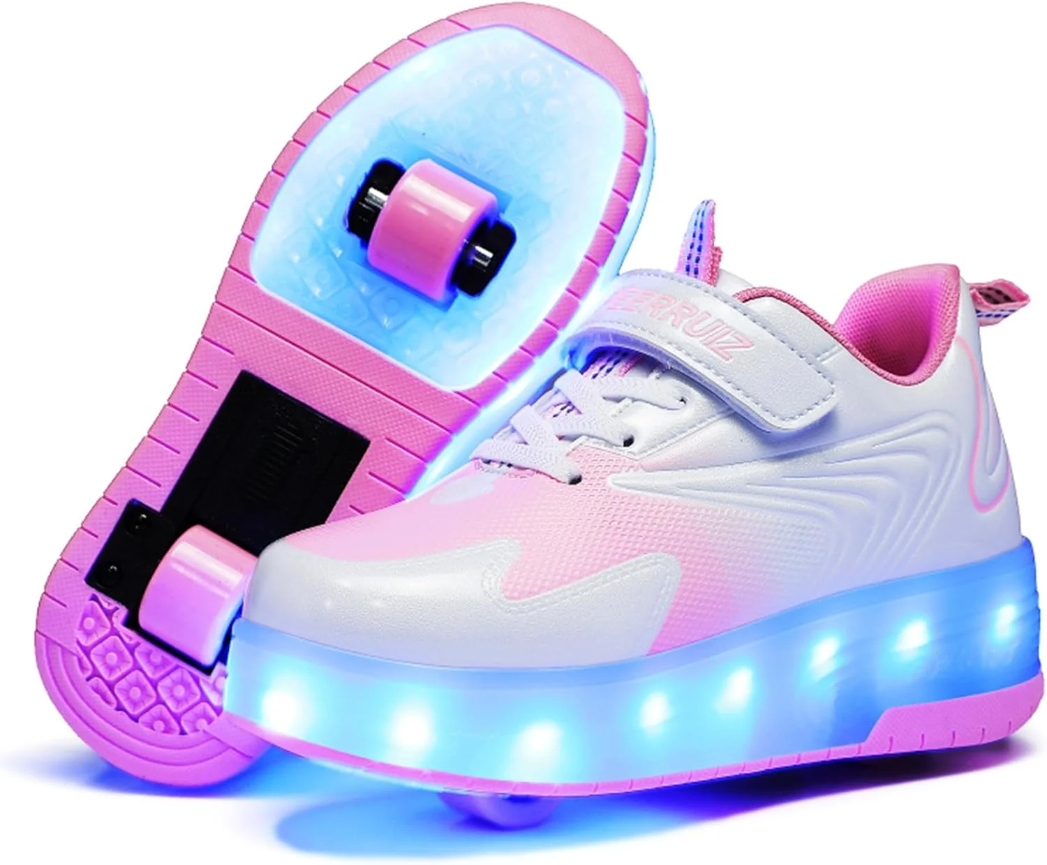 کفش های چرخ دار GIMKOUNN، کفش های کتانی دخترانه شارژی USB، کفش های اسکیت غلتکی 2 چرخ برای مربیان مبتدی، 16 حالت چراغ LED چشمک زن، کفش کتانی برای اسکیت بچه های یونیسکس، کفش های شیک هدیه
