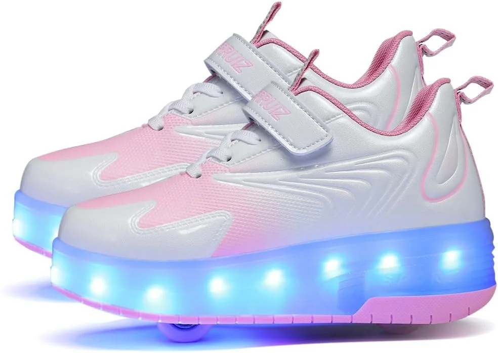 کفش های چرخ دار GIMKOUNN دخترانه، کتانی شارژی USB، کفش های دو چرخ اسکیت غلتکی برای مبتدیان، کفش های ورزشی 16 مدل چراغ LED براق چشمک زن، کتانی اسپرت برای کودکان پسرانه، هدیه، کفش شیک