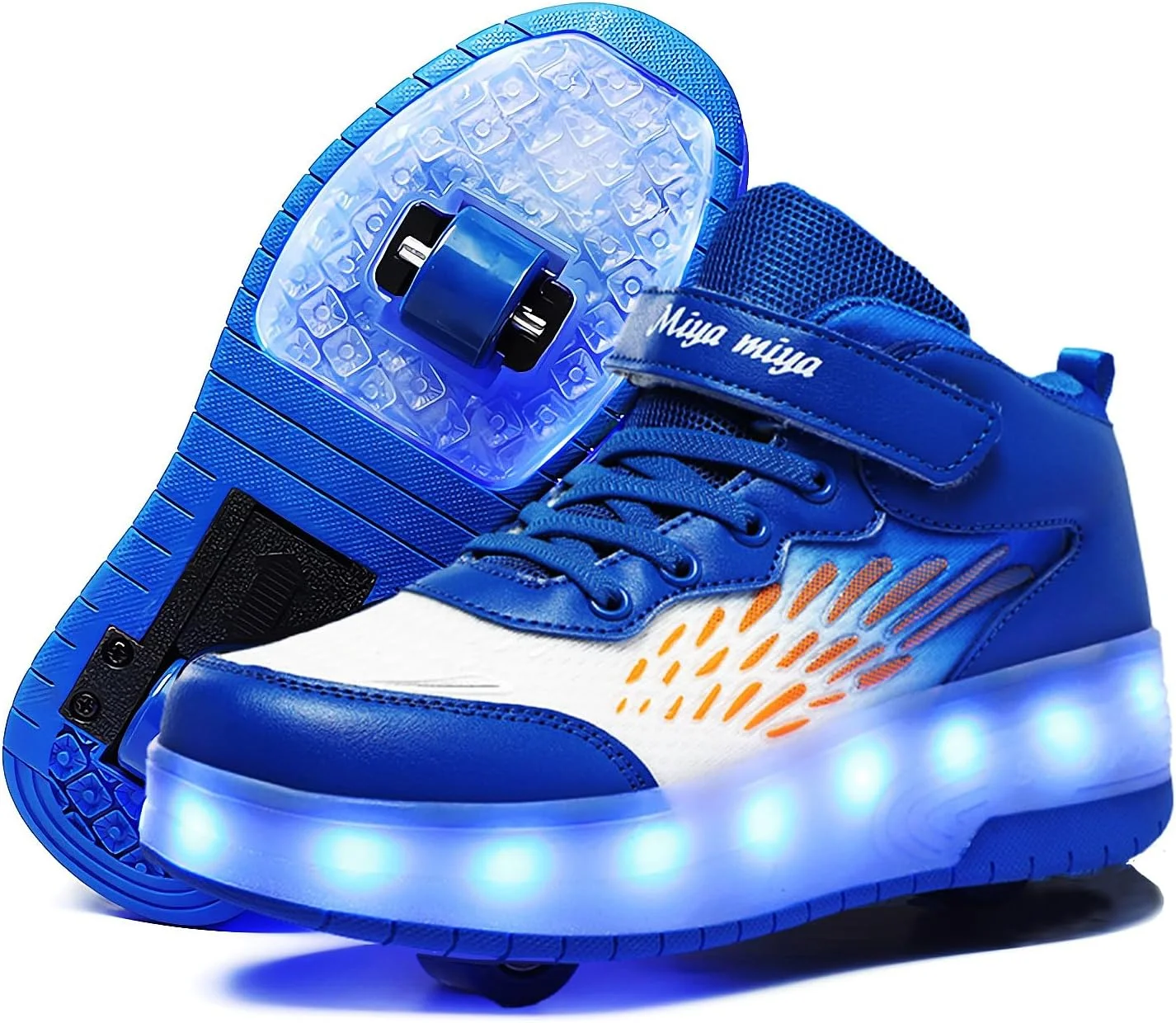 کفش های چرخ دار GIMKOUNN، کتانی دخترانه شارژی USB، کفش های اسکیت غلتکی 2 چرخ برای مبتدیان، کفش های ورزشی 16 حالت LED روشن، کتانی فلاش برای کودکان پسرانه شیک و دخترانه
