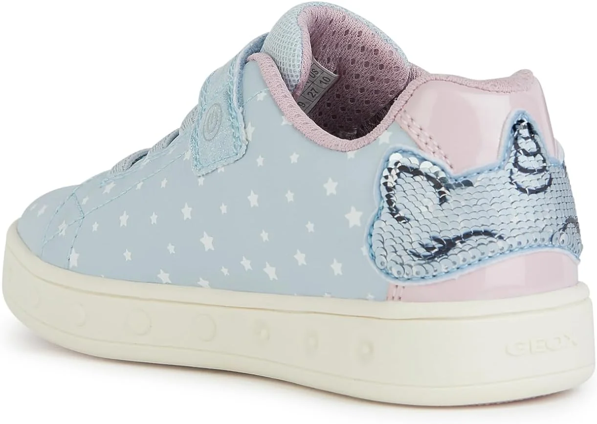 کفش کتانی دخترانه جیوکس مدل Skylin 29 (مناسب کودکان نوپا/بچه های بزرگ)، آبی روشن/صورتی، سایز 3.5