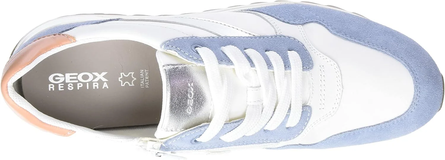 کفش کتانی دخترانه جیوکس، آبی آسمانی سفید، سایز بزرگ 4