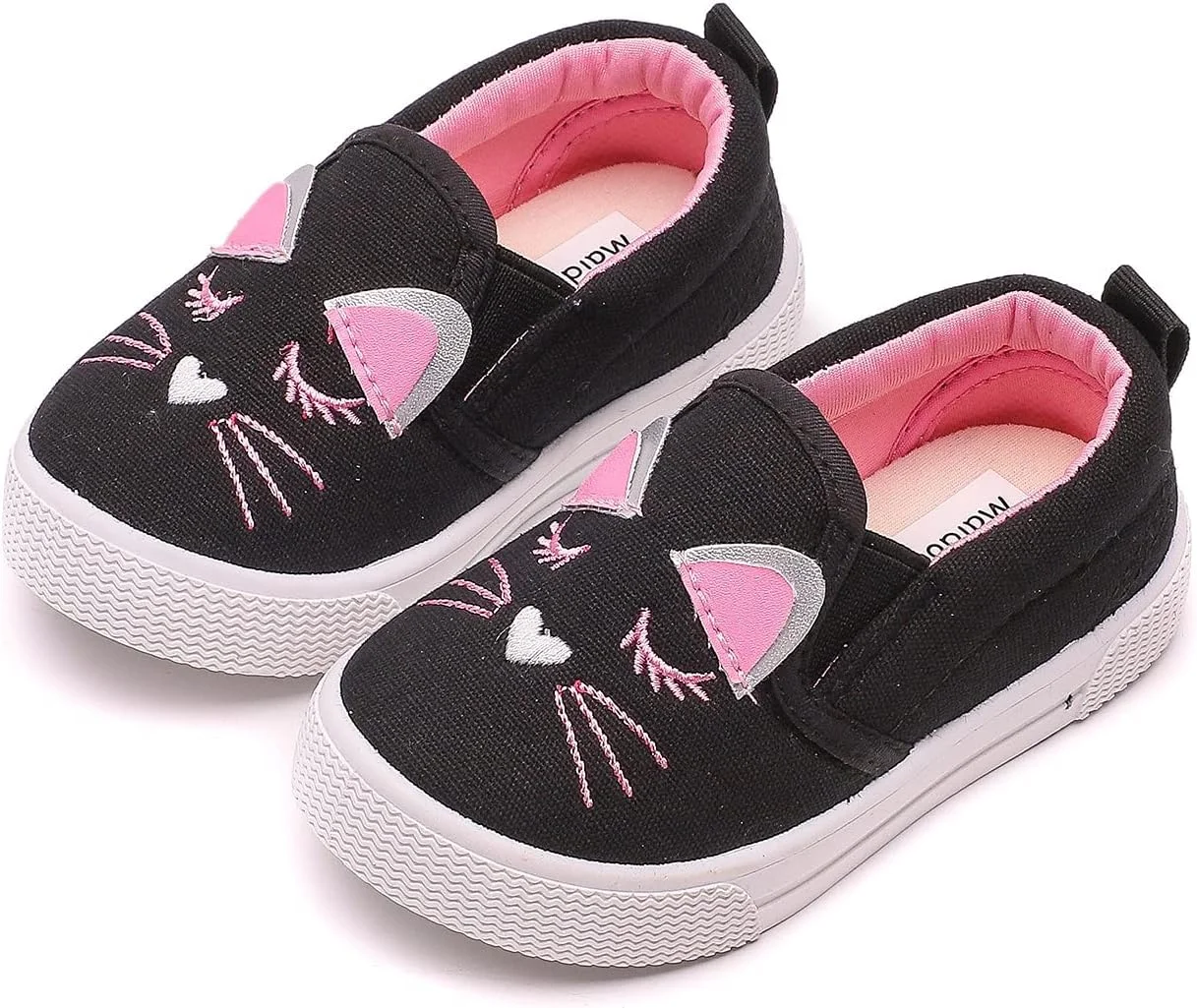 کفش‌های کتانی بوم بچگانه دخترانه پسرانه، کفش‌های راحتی لغزنده، کفش‌های تخت برای کودکان کوچک، مشکی