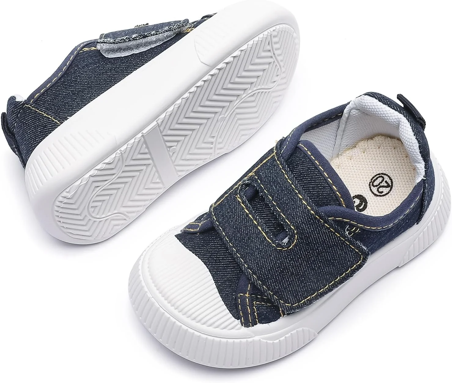 کفش کتانی جین GENGASUN برای پسران و دختران نوپا با چسب ولکرو، کفش های پیاده روی آبی رنگ