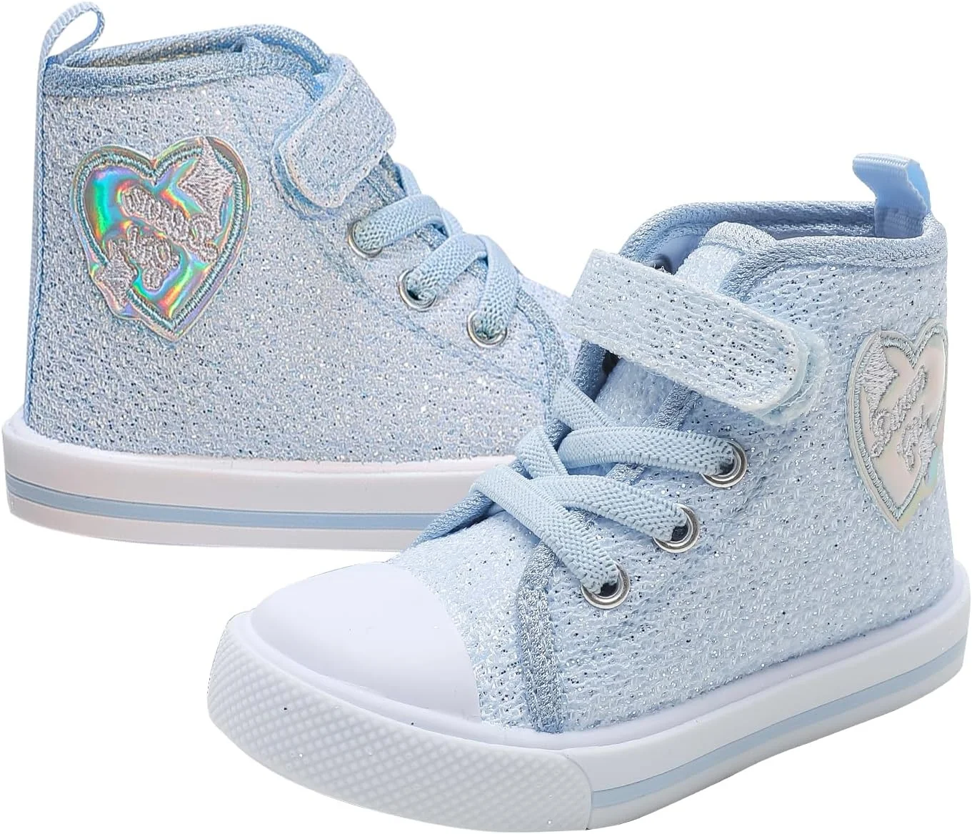 کفش کتانی دخترانه GENGASUN، کفش های پارچه ای ساق بلند غیر رسمی بچه گانه با بستن قلاب و حلقه