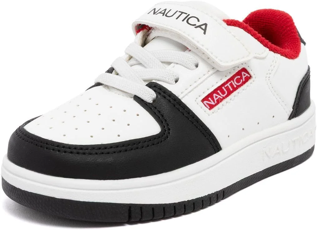 کفش های بند قابل تنظیم بچه گانه ناتیکا | کفش های کتانی راحت و غیر رسمی برای پسران و دختران، کودکان نوپا و کودکان کوچک، سفید مشکی قرمز، سایز 12 کودک کوچک