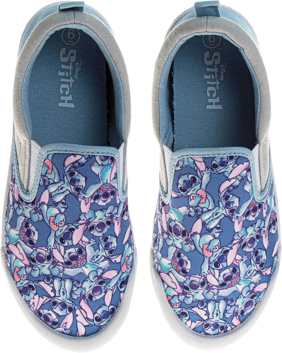 کفش‌های کتانی بچه‌گانه دیزنی لیلو و استیچ - کفش‌های استیچ دخترانه با رویه کوتاه، دارای بستن آسان، سبک وزن و دارای بالشتک - آبی (سایز 4 بچه بزرگ)