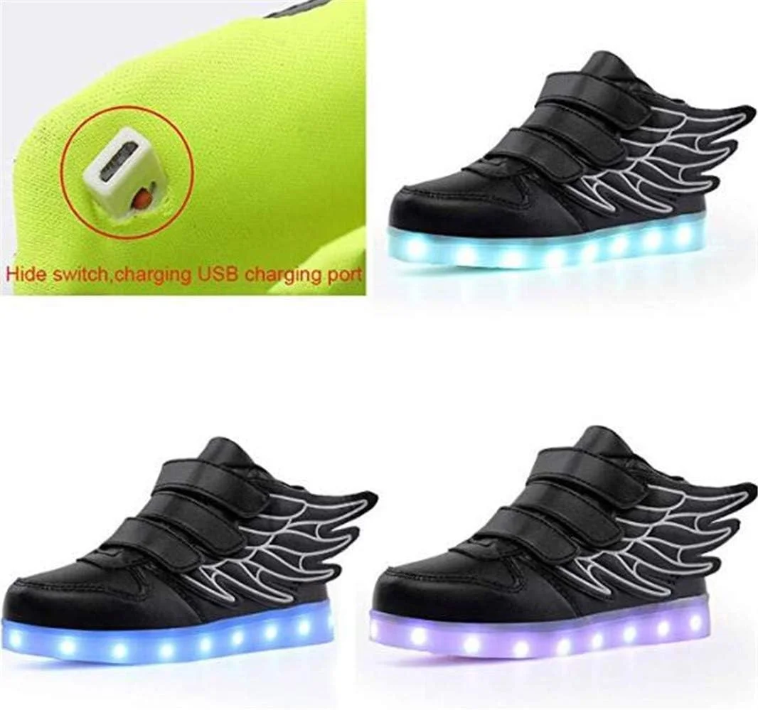 کفشهای الایدی مد روز بچهگانه DDPP، کفشهای کتانی چراغدار با بال، 7 رنگ نور چشمکزن برای پسران و دختران، هدیه کفشهای کتانی ساق بلند شارژ USB، مشکی، 27 کفشهای الایدی مد روز بچهگانه DDPP، کفشهای کتانی چراغدار با بال، 7 رنگ نور چشمکزن برای پسران و دختران، هدیه کفشهای کتانی ساق بلند شارژ USB، مشکی، 27