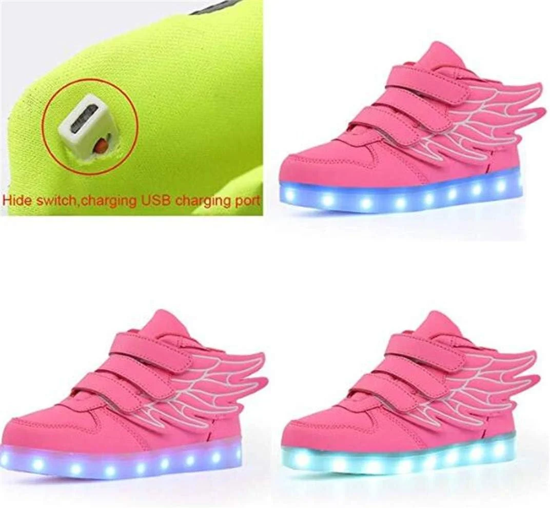 کفشهای LED فشن بچهگانه DDPP، کفشهای کتانی چراغدار با بال، 7 رنگ نور چشمکزن برای پسران دختران، هدیه کفشهای کتانی ساق بلند شارژ USB، صورتی، 32 کفشهای LED فشن بچهگانه DDPP، کفشهای کتانی چراغدار با بال، 7 رنگ نور چشمکزن برای پسران دختران، هدیه کفشهای کتانی ساق بلند شارژ USB، صورتی، 32