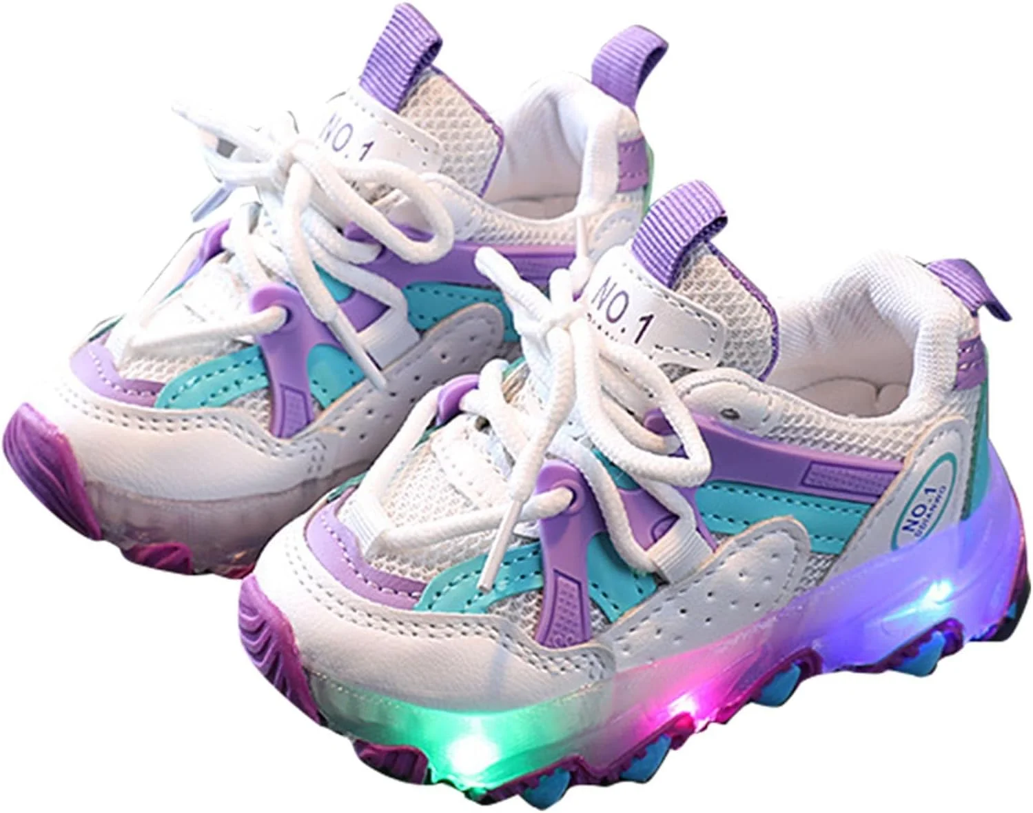 کفش‌های بچگانه CsgrFagr، کفش‌های ورزشی درخشان LED برای کودکان پسر و دختر، سایز 6