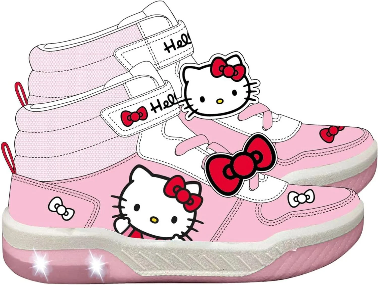 کفش اسپورت چراغ دار بچگانه طرح هلو کیتی CERDÁ Life's Little Moments، مناسب پسران و دختران، زیره PVC، کفش رسمی کودکانه، راحت و مقاوم، سایز 29 EU