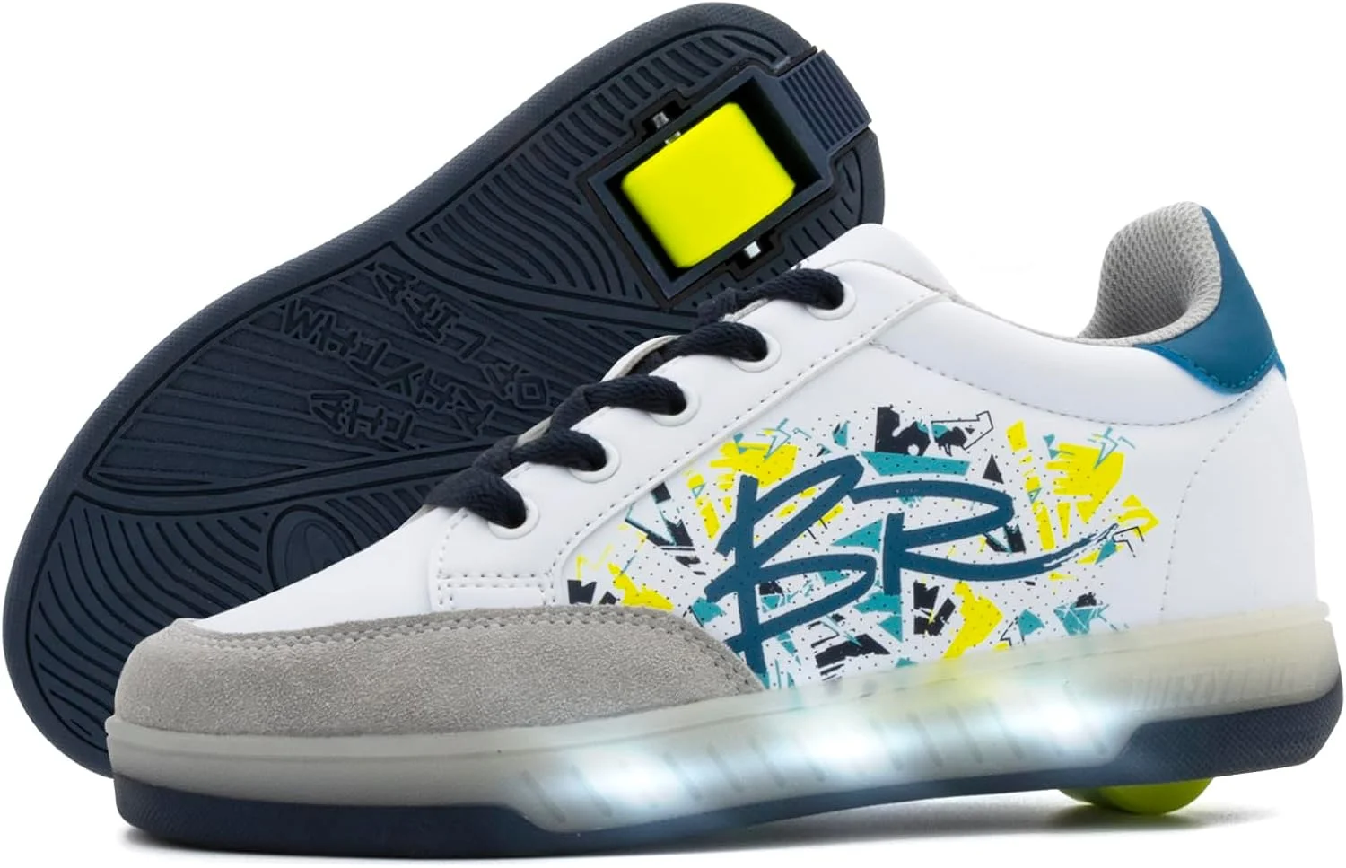 کفش های چرخدار LED Breezy Rollers برای کودکان، کفش های LED با چرخ، کفش های خیابانی تبدیل شونده به اسکیت غلتکی در چند ثانیه، سیستم کلیکی ثبت شده، کفش های نورانی با چرخ برای دختران و پسران