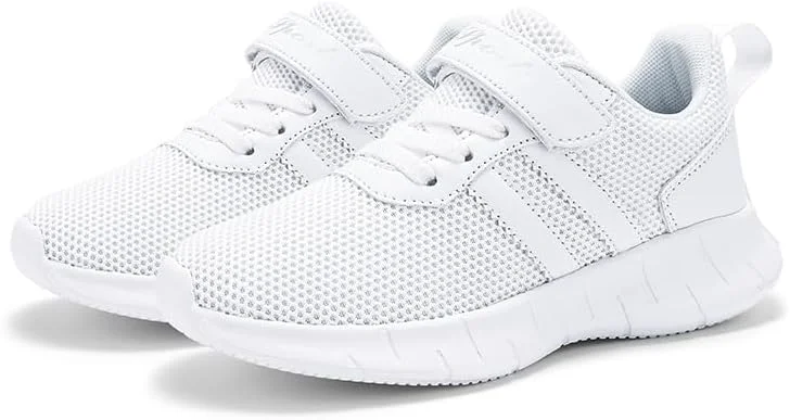 کفش‌های ورزشی توری تنفسی بچگانه 2023، کفش پسرانه و دخترانه ضد لغزش مناسب پیاده‌روی و دویدن در فضای باز (سفید، سایز 28)