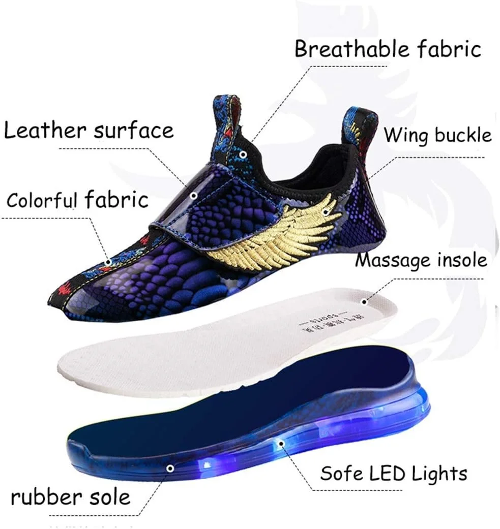 کفش های چراغ دار شارژی USB بچگانه BODOGY-DX، کفش های کتانی چشمک زن درخشان، کفش های ورزشی 7 رنگ، کفش های غیر رسمی درخشان چرمی تنفسی، بهترین هدیه برای پسران و دختران، مشکی، سایز 30 اروپا