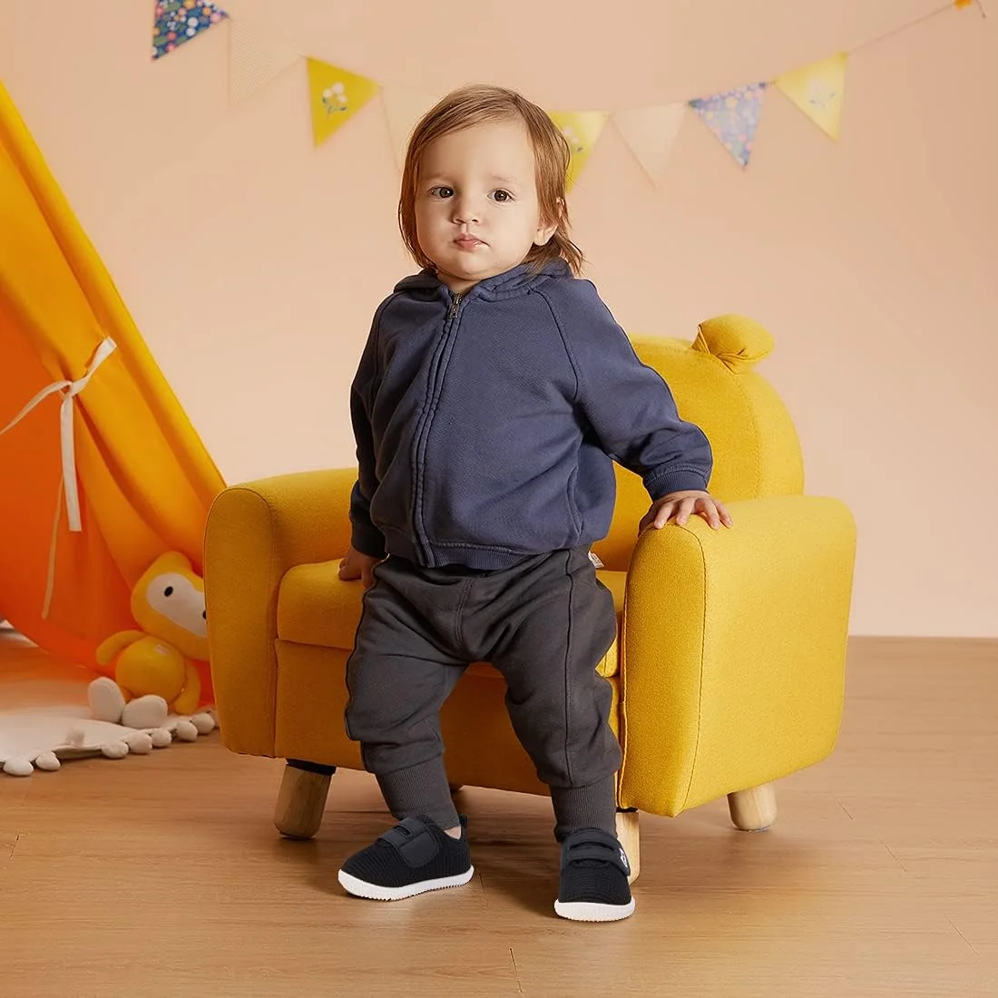 کفش‌های کتانی نوزادی BMCiTYBM دخترانه پسرانه سبک وزن توری تنفسی اولین کفش‌های پیاده‌روی 6-24 ماهه