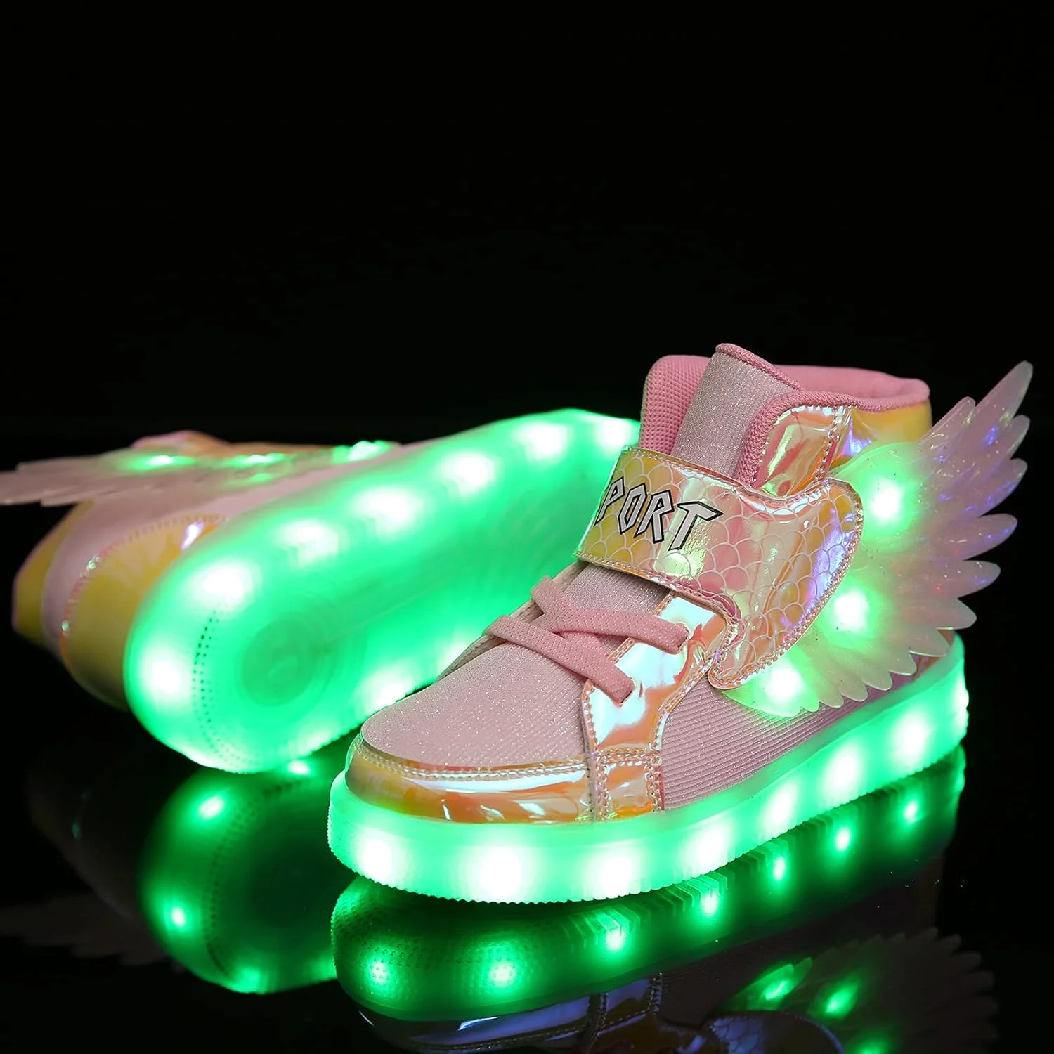 کفش‌های چراغ‌دار بچگانه BFOEL، شارژ USB LED، کفش‌های کتانی بالدار ساق بلند چشمک‌زن پسرانه دخترانه، مناسب برای جشنواره‌ها، هالووین، کریسمس، جشن سال نو، هدیه عالی