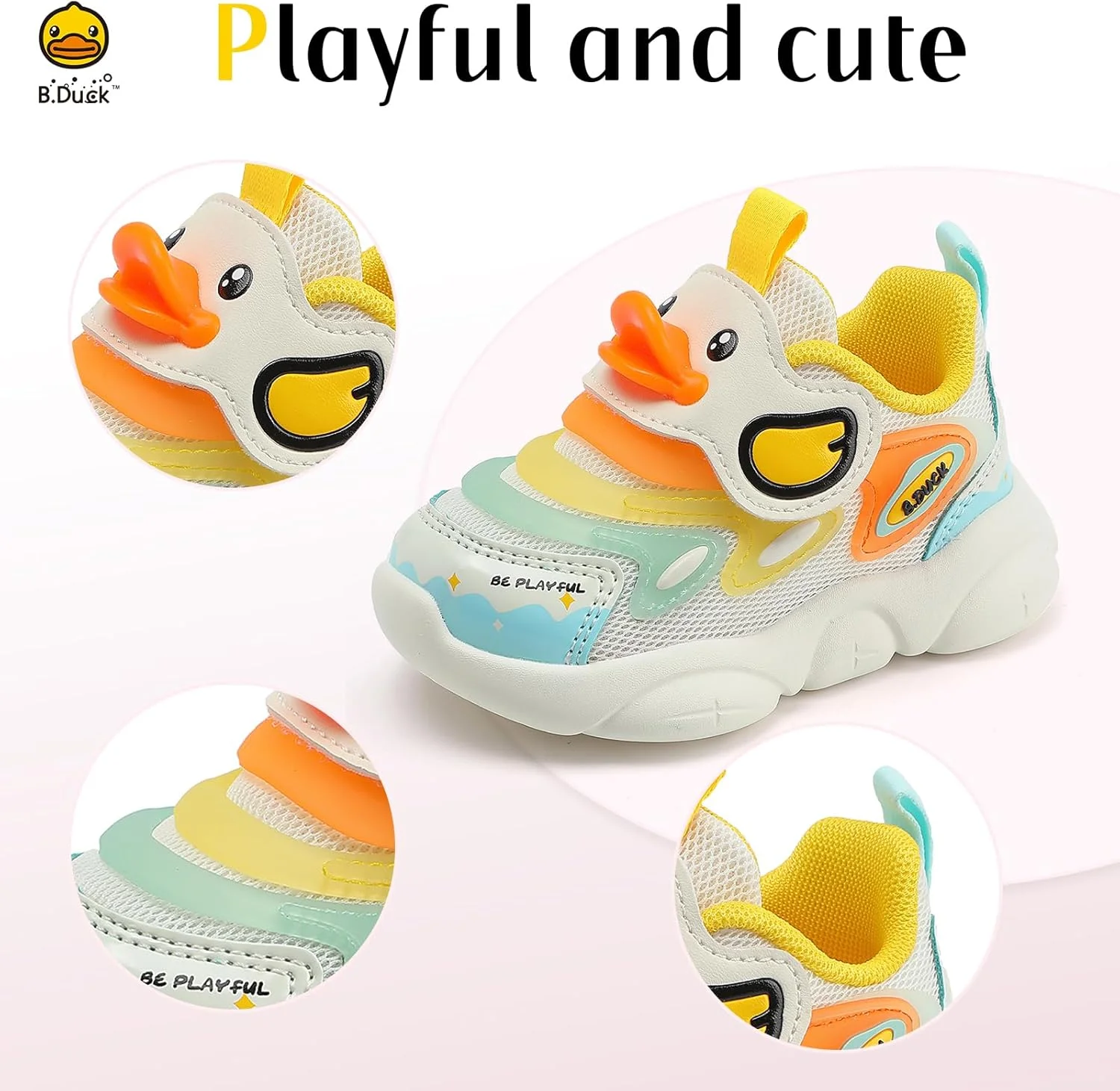 کفش تنیس بچگانه B.Duck طرح اردک سه بعدی، ضد لغزش، مناسب برای اولین قدم ها، سبک وزن، پسرانه و دخترانه