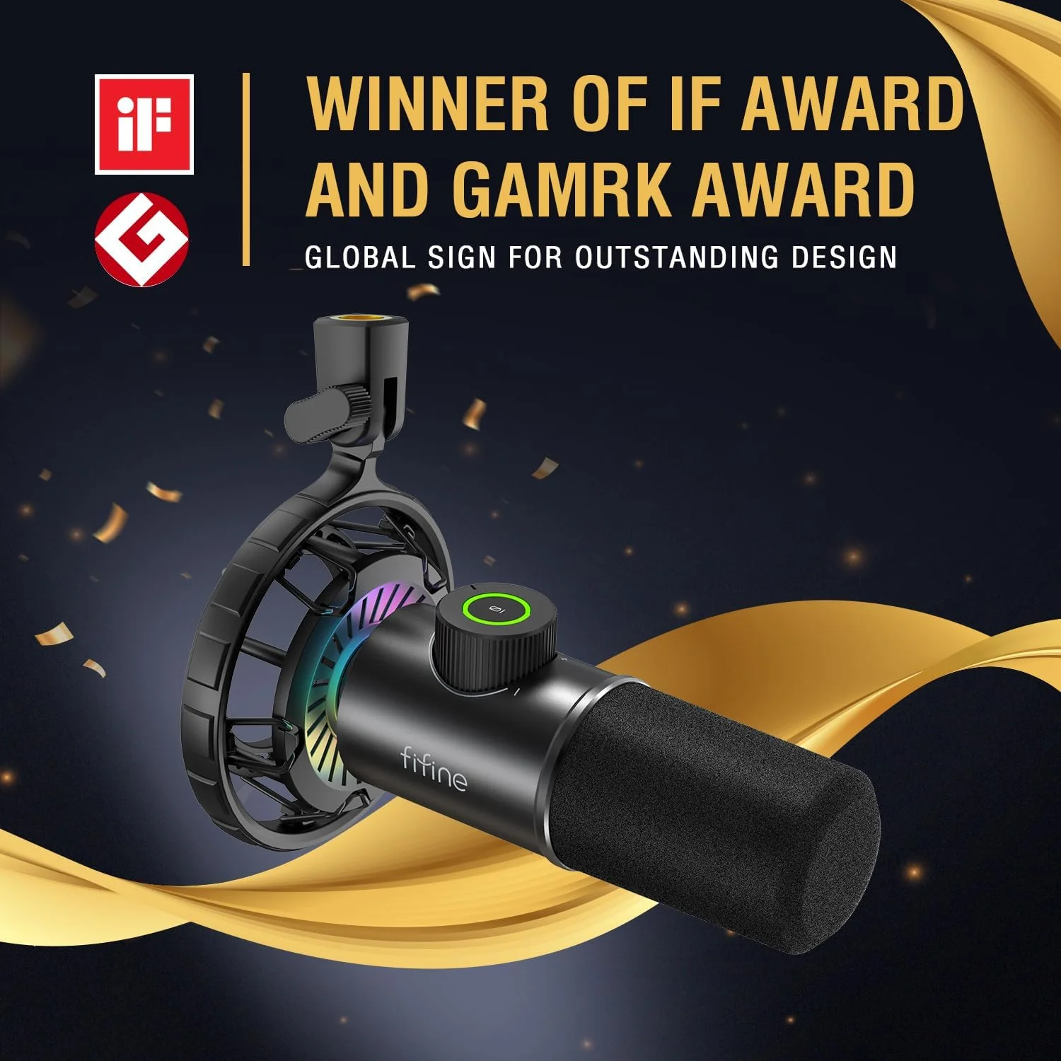 میکروفون گیمینگ USB فاین فاین، میکروفون دینامیک RGB برای کامپیوتر، با دکمه قطع صدا لمسی، میکروفون کاردیوئید Plug & Play با جک هدفون برای استریم، پادکست، Twitch، YouTube، Discord- K658