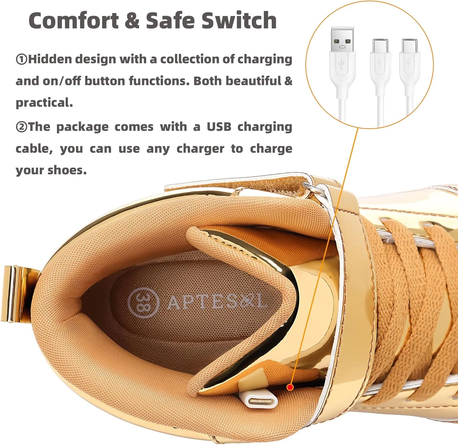 کفش های چراغ دار LED بچه گانه APTESOL، ساق بلند، خنک، شارژی USB، کتانی چشمک زن برای پسران و دختران کودکانه