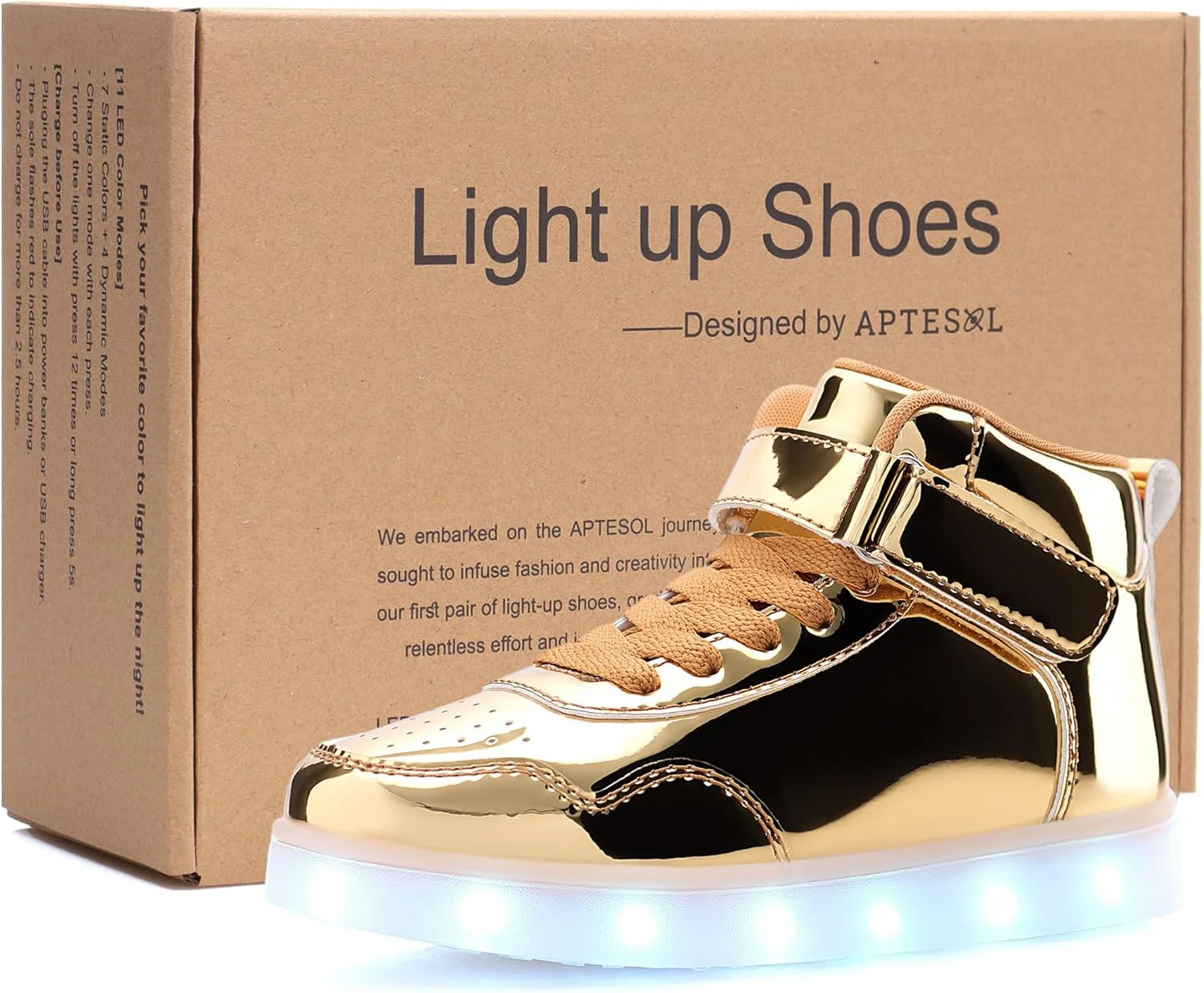 کفش های چراغ دار LED بچه گانه APTESOL، ساق بلند، خنک، شارژی USB، کتانی چشمک زن برای پسران و دختران کودکانه یونیسکس