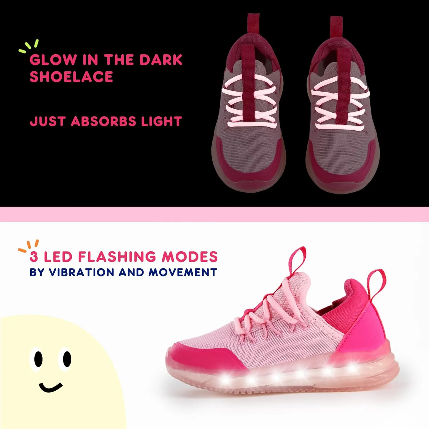 کفش های چراغ دار بچگانه AMZZPIK LUMIKICK برای پسران و دختران، کفش های کتانی LED چشمک زن برای کودکان نوپا با بند کفش های درخشان