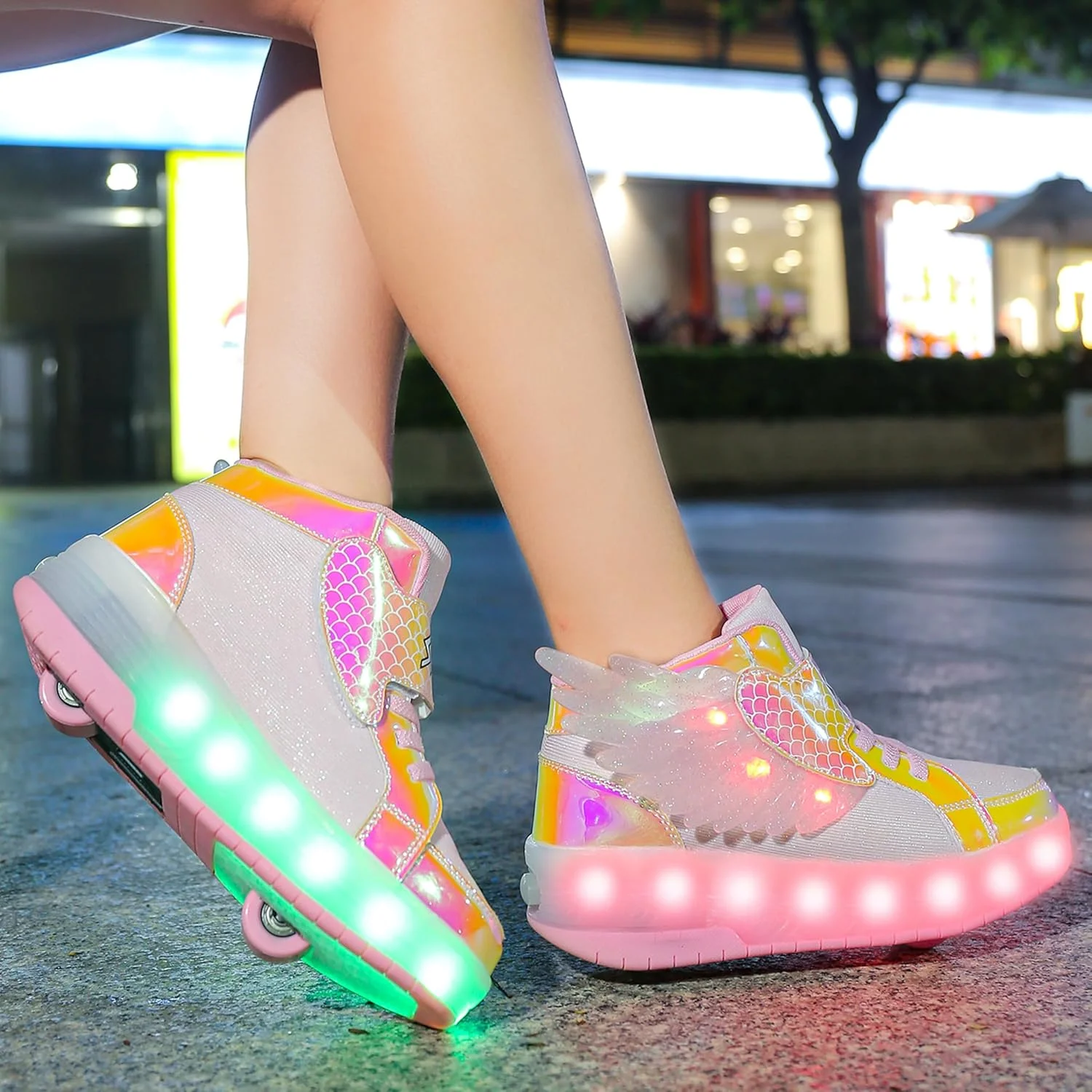 کفش های اسکیت چرخ دار چراغ دار LED قابل شارژ USB Aikuass برای پسران دختران بچه ها
