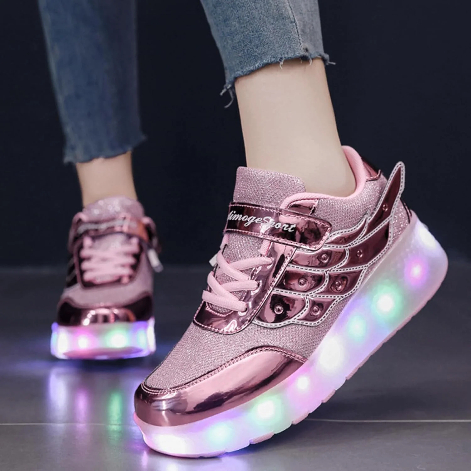 کفش های اسکیت چرخ دار چراغ دار LED شارژی USB Aikuass برای پسران دختران بچه ها