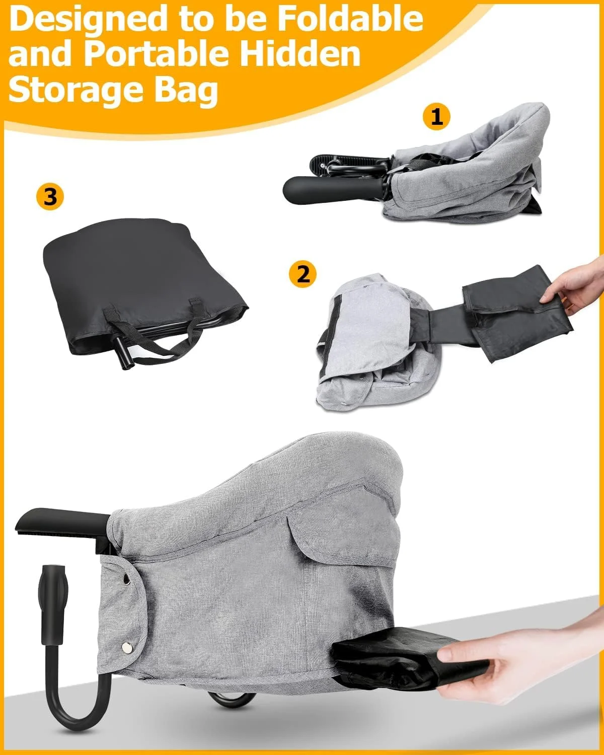 Hcosmy Hook On High Chair for Baby, High Chair That Attaches to Table - Baby & Toddler Booster Seat for Dining Table, Portable High Chair for Travel, Portable Baby Chair for Eating Hcosmy Hook On High Chair for Baby, High Chair That Attaches to Table - Baby & Toddler Booster Seat for Dining Table, Portable High Chair for Travel, Portable Baby Chair for Eating