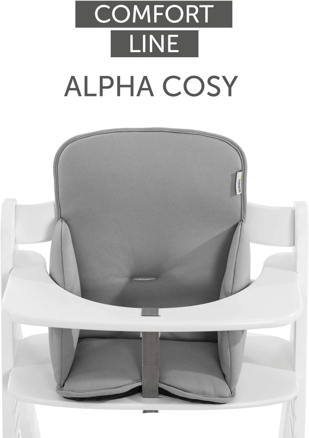 بالشتک صندلی Hauck Alpha Cosy، خاکستری کشسان - کاهش دهنده صندلی برای صندلی بلند چوبی Alpha+، پد صندلی حمایتی برای کودکان نوپا 6 ماهه و بالاتر، پارچه نرم، قابل شستشو در ماشین لباسشویی، ضد لغزش