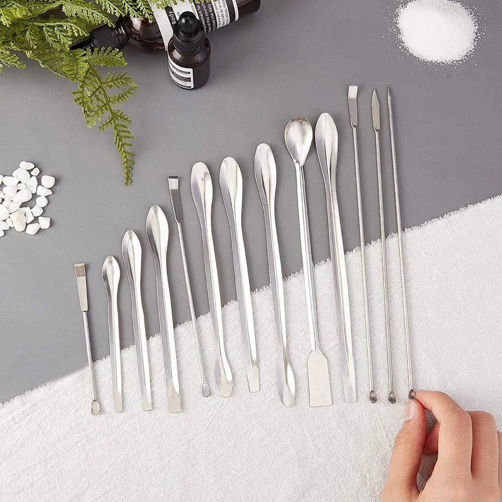 مجموعه 26 عددی کاردک اندازه گیری آزمایشگاهی OLYCRAFT از جنس استیل ضد زنگ، شامل 13 سایز قاشق میکرو و کاردک مخلوط کننده برای پر کردن کپسول ژله ای، تجهیزات نمونه برداری آزمایشگاهی