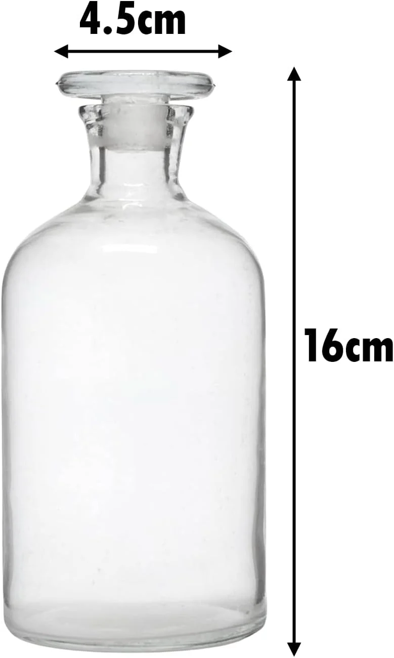 بطری مواد شیمیایی King Mariot Medical Equipments | دهانه باریک 500 میلی لیتر | شیشه شفاف با درپوش شیشه ای | لوازم شیشه ای آزمایشگاهی (2 عدد)