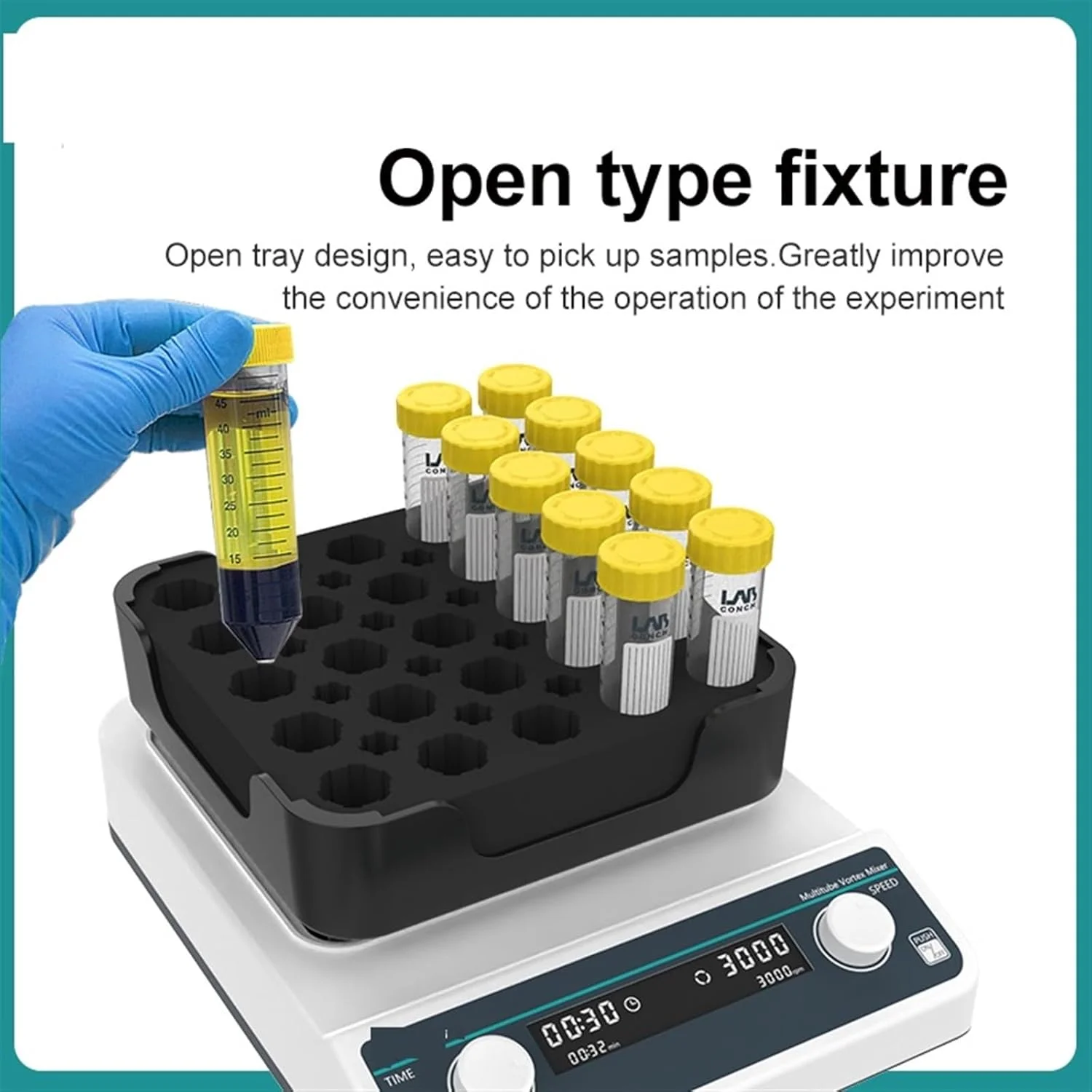 همزن مغناطیسی، میکسر ورتکس چند لوله ای با نمایشگر دیجیتال، شیکر چند نمونه ای آزمایشگاهی، اسیلاتور 3000 دور در دقیقه (VM-600Max)