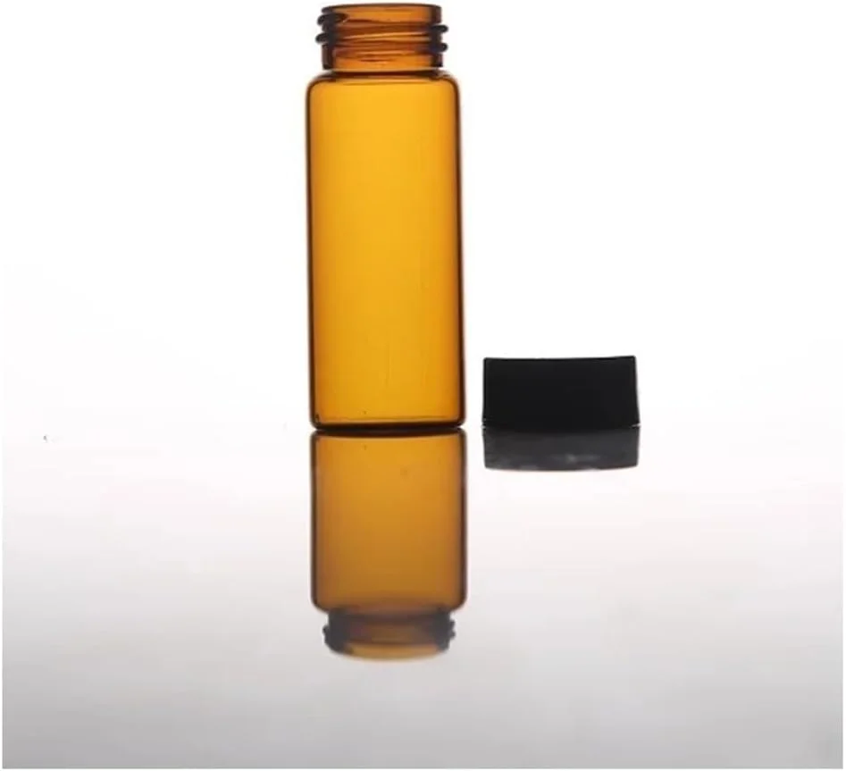 تجهیزات آزمایشگاهی - بطری نمونه شیشه ای 60 میلی لیتری قهوه ای با درب پیچی پلاستیکی و پد پلی اتیلن