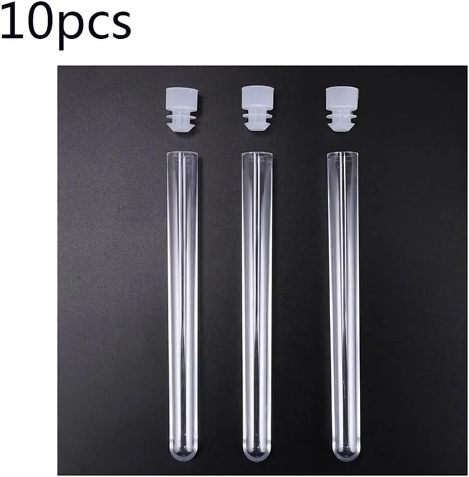 تجهیزات آزمایشگاهی 10 عدد لوله پلاستیکی شفاف ویال ظرف نمونه لوله نمونه با درب برای آزمایشگاه