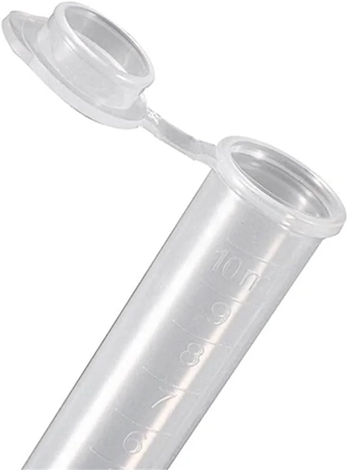 تجهیزات آزمایشگاهی 100 عددی لوله آزمایش پلاستیکی سانتریفیوژ 10 میلی لیتری ویال نمونه با درب لوله پلاستیکی شفاف