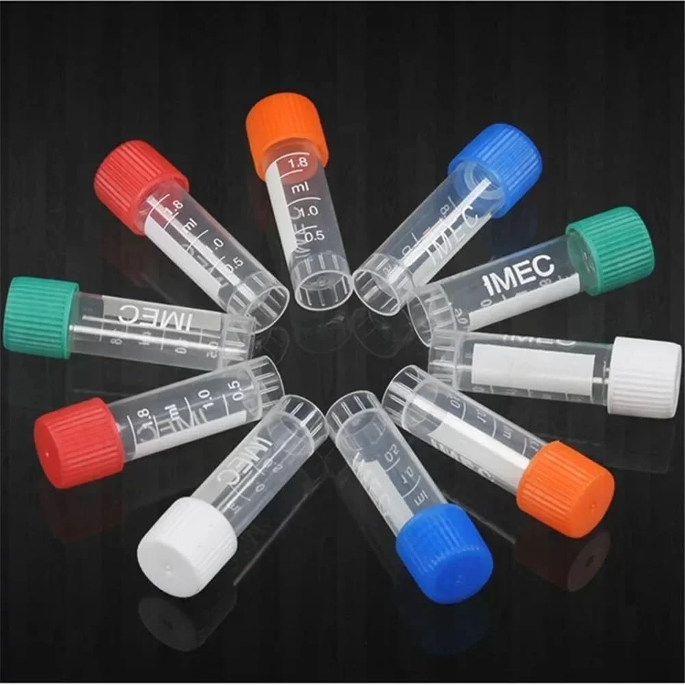 لوازم شیشه ای آزمایشگاهی 50 عدد در بسته لوله پلاستیکی مدرج 1.8 میلی لیتری آزمایشگاهی ویال کرایو با درب رنگی لوازم شیشه ای آزمایشگاهی 50 عدد در بسته لوله پلاستیکی مدرج 1.8 میلی لیتری آزمایشگاهی ویال کرایو با درب رنگی