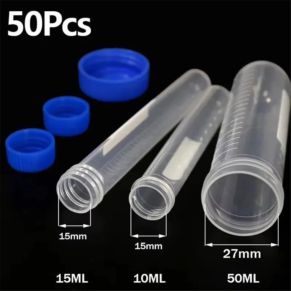 لوله های آزمایشگاهی شیشه ای 50 عددی با ته گرد و درب پیچی پلاستیکی مدرج 50ML/15ML/10ML (15ml-50 عدد) لوله های آزمایشگاهی شیشه ای 50 عددی با ته گرد و درب پیچی پلاستیکی مدرج 50ML/15ML/10ML (15ml-50 عدد)