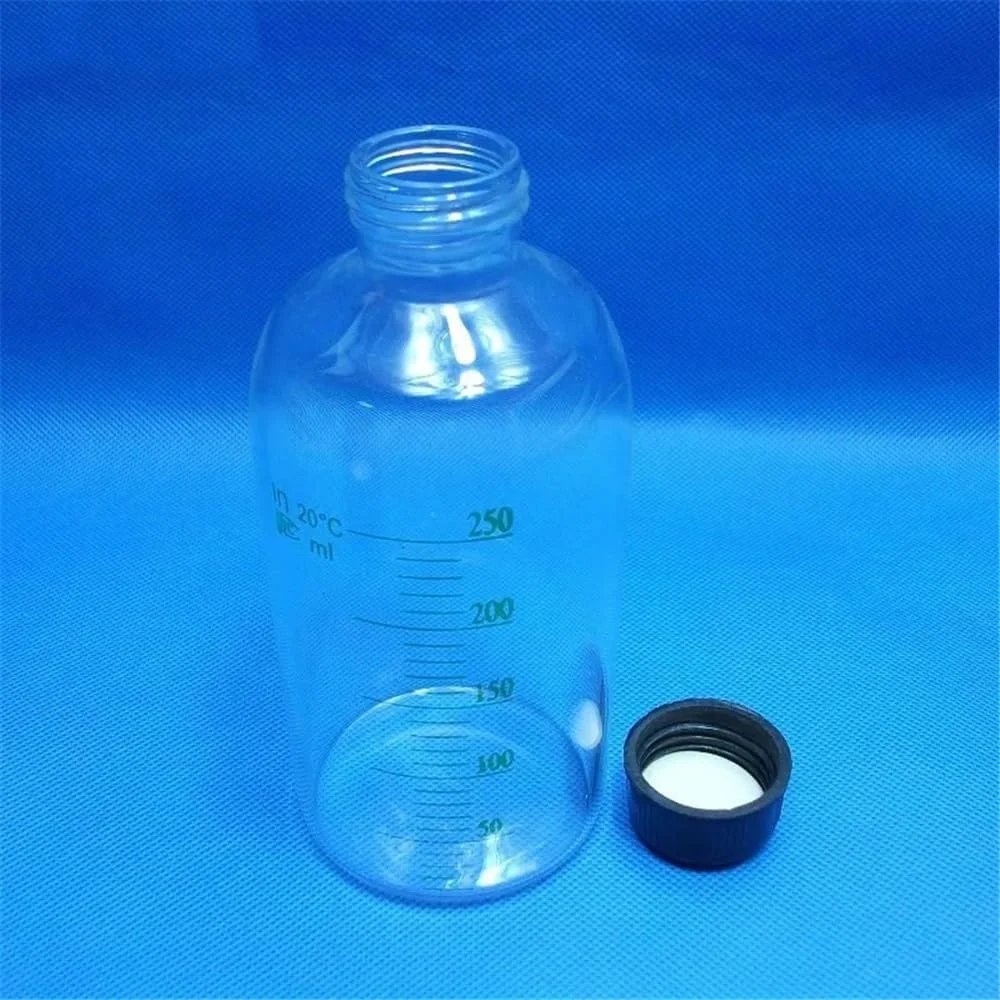 تجهیزات آزمایشگاهی: بطری های نمونه مدرج شیشه ای 250 میلی لیتری، 10 عدد در هر بسته، بطری سرم، ظروف شیشه ای