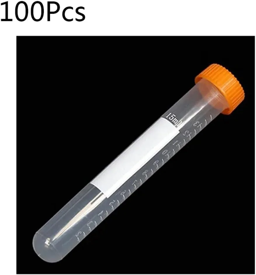 تجهیزات آزمایشگاهی 100 عدد لوله پلاستیکی شفاف 15 میلی لیتری PP ته گرد با درب پیچی ویال های نمونه پلاستیکی تجهیزات آزمایشگاهی 100 عدد لوله پلاستیکی شفاف 15 میلی لیتری PP ته گرد با درب پیچی ویال های نمونه پلاستیکی