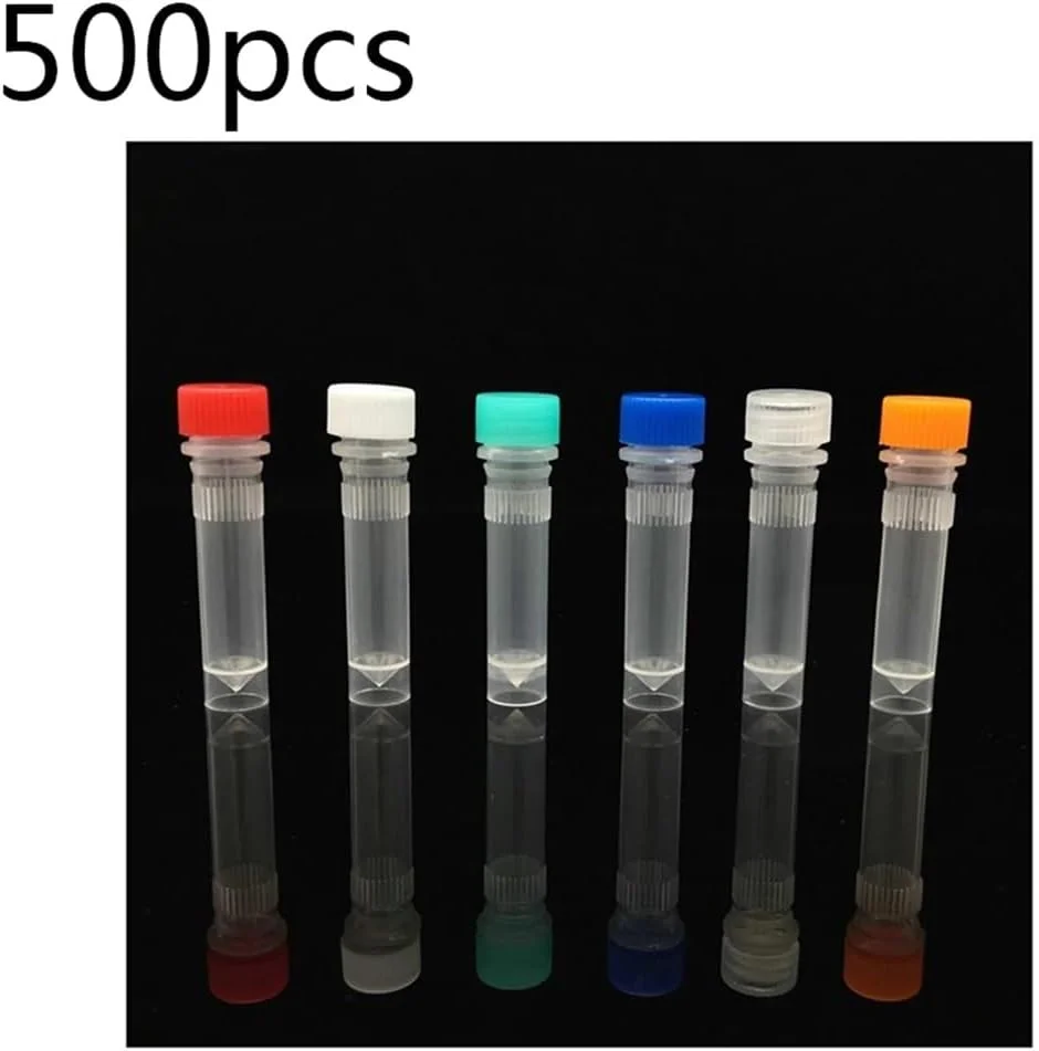 تجهیزات آزمایشگاهی 500 عدد لوله پلاستیکی 1.5 میلی لیتری ته صاف ویال کرایو لوله سانتریفیوژ با واشر