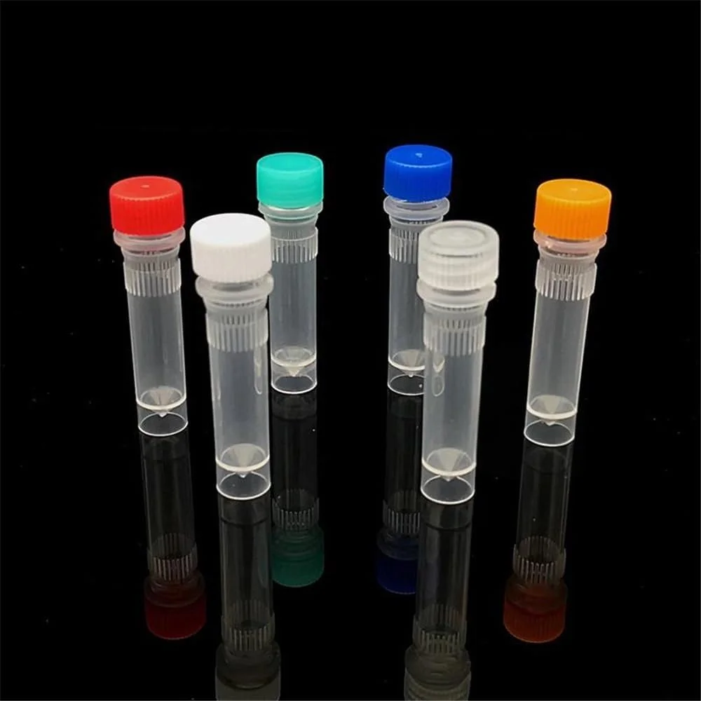 تجهیزات آزمایشگاهی 500 عدد لوله پلاستیکی 1.5 میلی لیتری ته صاف ویال کرایو لوله سانتریفیوژ با واشر